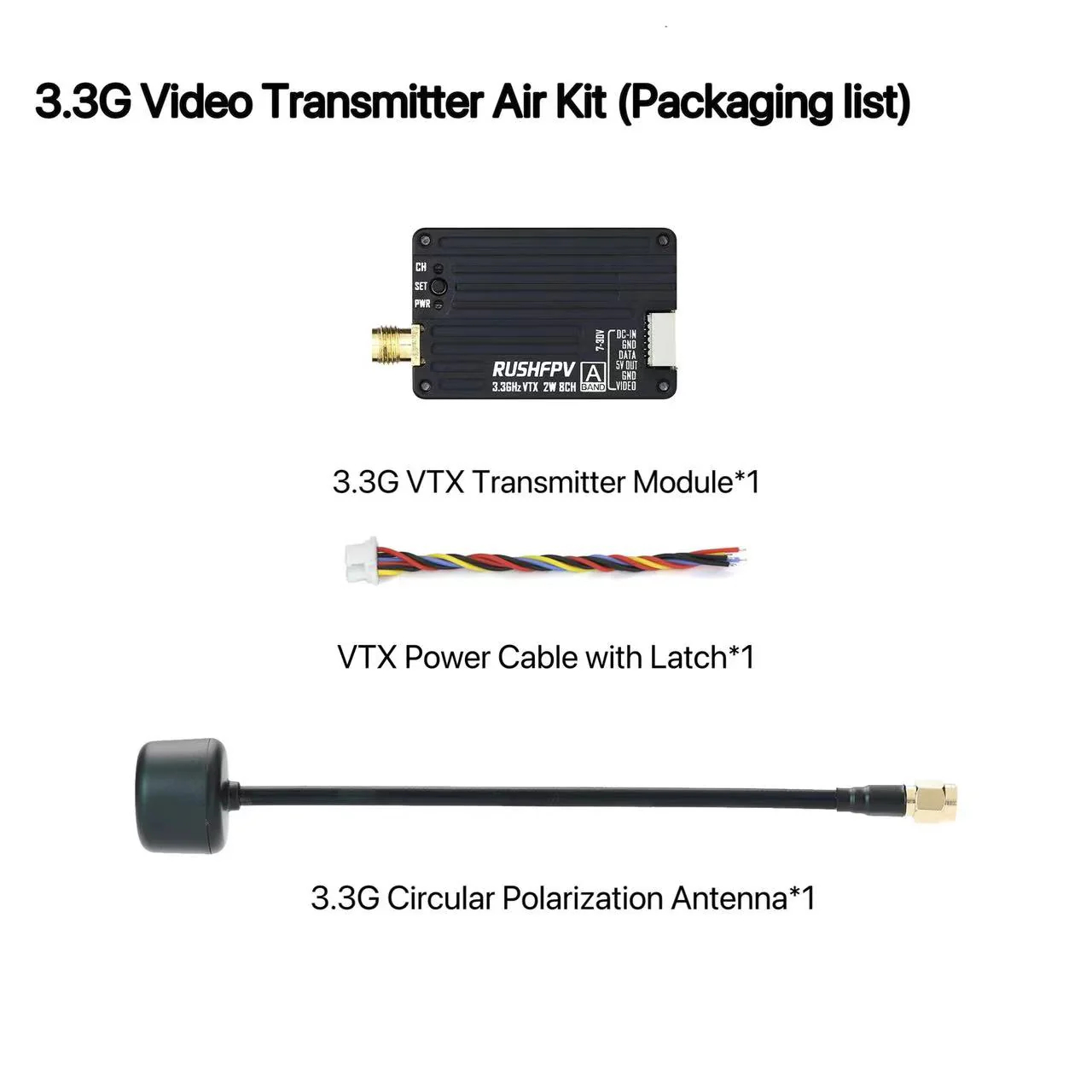 Fpv Drone Antenna - RUSHFPV 3.3G 2W VTX เครื่องส่งสัญญาณ FPV